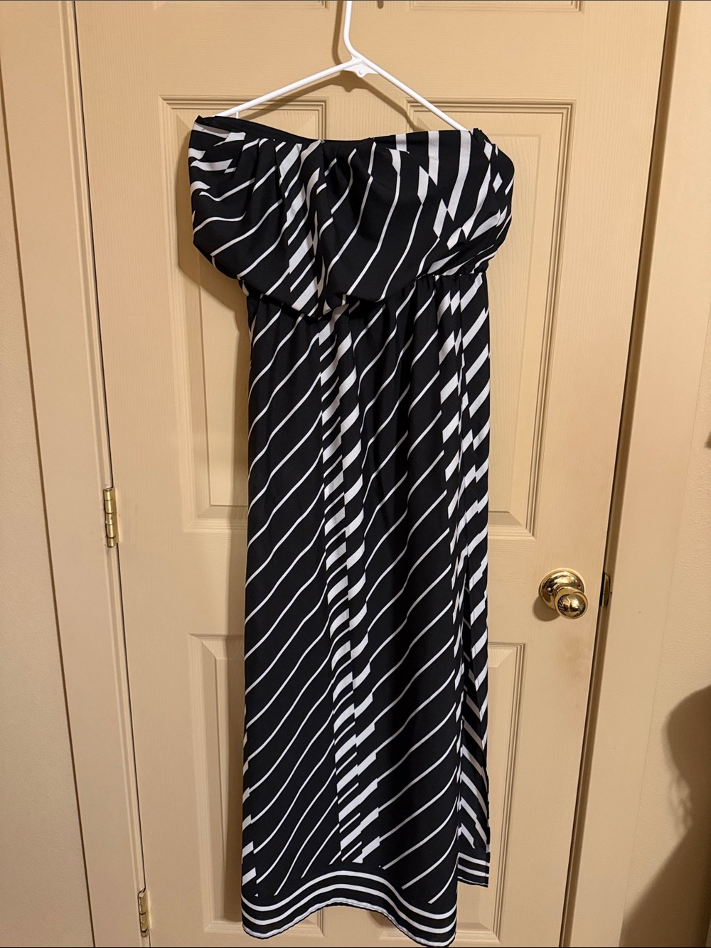 City Triangles Black and White Strapless Maxi Dress